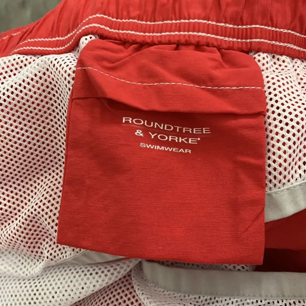 Roundtree & Yorke Swim Trunks Mens Size 4XB Big & Tall 8” Inseam Lined Red NEW